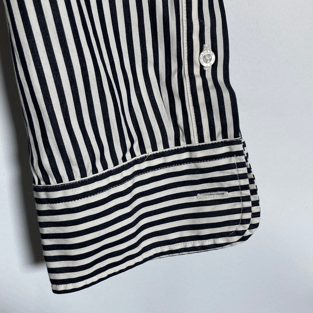 Vintage Lauren Ralph Lauren Striped "Banker" Shirt – Black & White Sz 1x - Picture 7 of 15